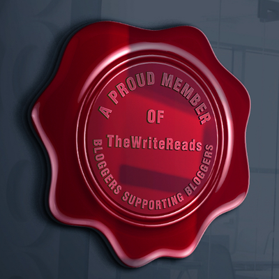 A faux wax seal which reads 'A Proud Member of The Write Reads Bloggers Supporting Bloggers"